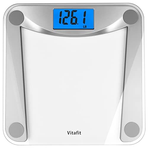 Vitafit Digital Bathroom Scale - High Accuracy, 400lb Capacity, Clear Glass Display