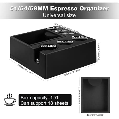 PUSEE 9-in-1 Espresso Knock Box & Tamp Station Accessories