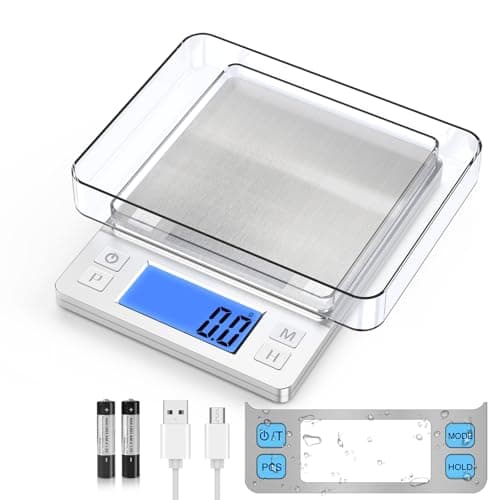 BOMATA Upgraded Small Precision Kitchen Scale, 0.1g Accurate, 3000g Capacity, USB Rechargeable, Jewelry Measuring Digita