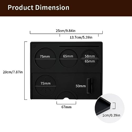 Espresso Tamping Mat - Food Grade Silicone for Baristas & Home Coffee Shops (Black)