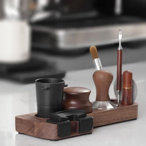 Walnut Wood Espresso Tamping Station for Baristas and Coffee Shops
