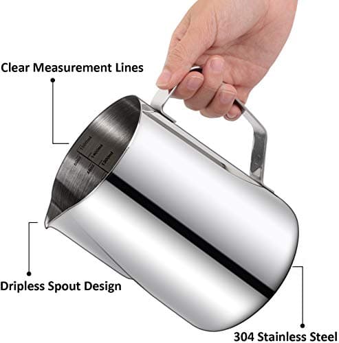 Nicunom 50oz Stainless Steel Milk Frothing Pitcher for Latte Art Espresso Machines