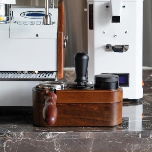 Watchget Espresso Tamping Station, 58mm Espresso Accessory Fit, Wooden Anti-Pressure Pad Stand