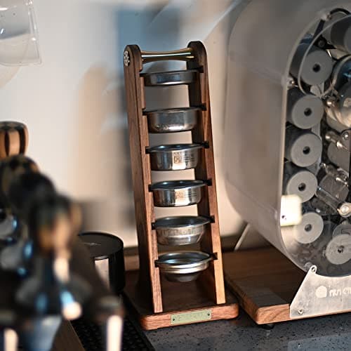 Black Walnut Portafilter Filter Basket Stand Compatible with 58mm Espresso Machines