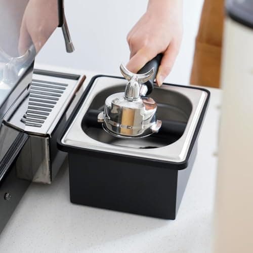 Durable Stainless Steel Espresso Coffee Grounds Container with Non-Slip Base for Home/Cafe