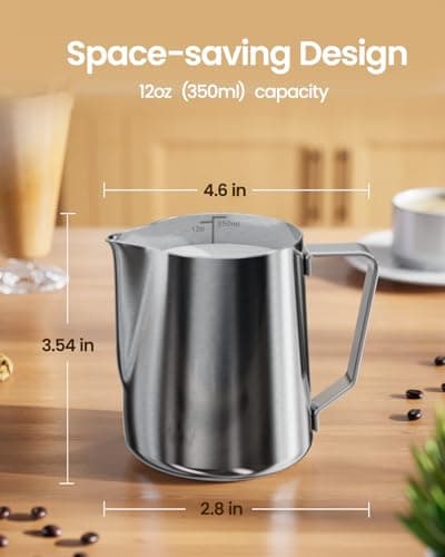 Maestri House 12oz 304 Stainless Steel Milk Frothing Pitcher for Espresso