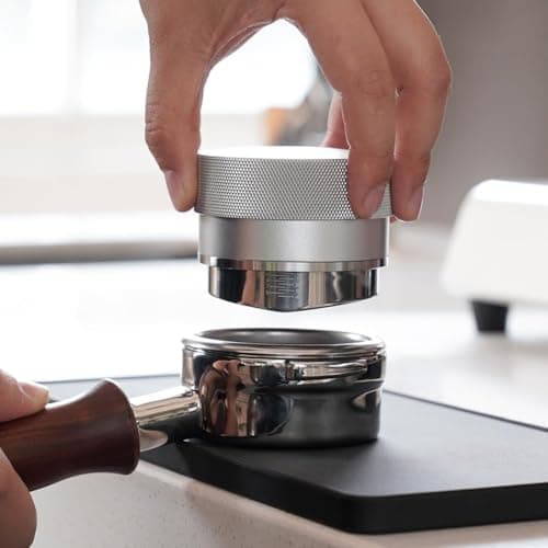 Coffee Distributor 58mm, Espresso Leveler Tool, Adjustable Depth Tampers, Three-Blade Spiral Pattern, Silver