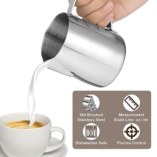 Stainless Steel 12oz Milk Frother Pitcher for Barista Cappuccino Art
