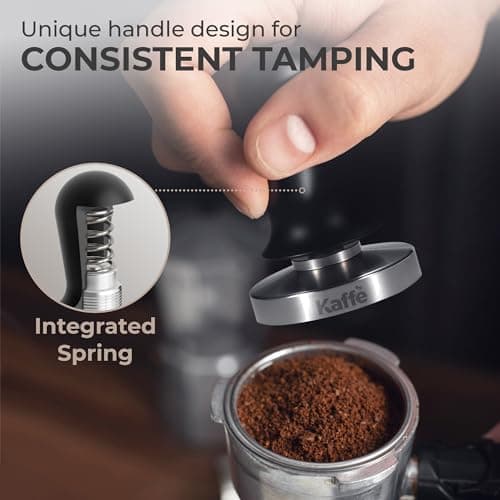 Kaffe 54mm Spring Loaded Tamper and Tamping Mat - Waterproof, Food Safe Silicone, Anti-Slip Coffee Tamper and Mat for Home Use