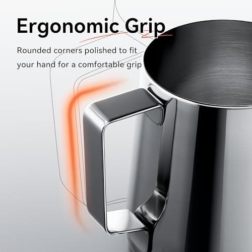 HIBREW Stainless Steel Milk Frothing Pitcher, 15oz Silver