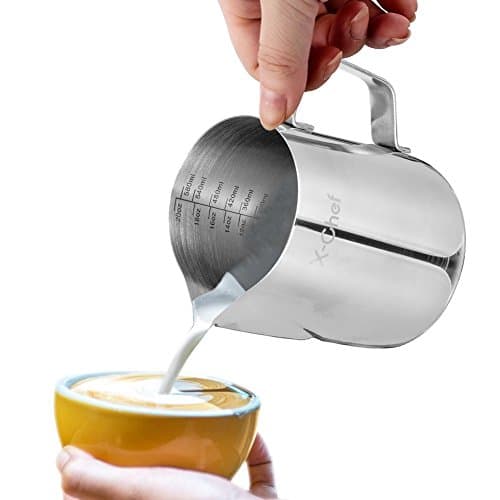 X-Chef 20 oz Metal Milk Frother Cup, Espresso Coffee Latte Frother (600 ml)
