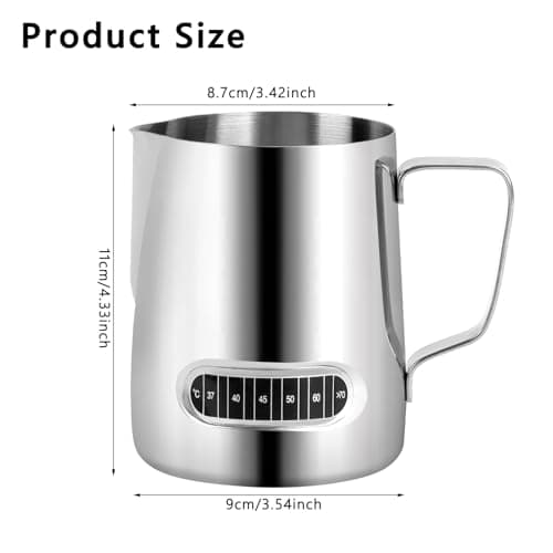 20 oz Stainless Steel Milk Frother Pitcher with Thermometer