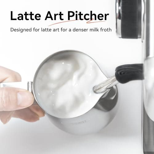 HIBREW Stainless Steel Milk Frothing Pitcher, 15oz Silver