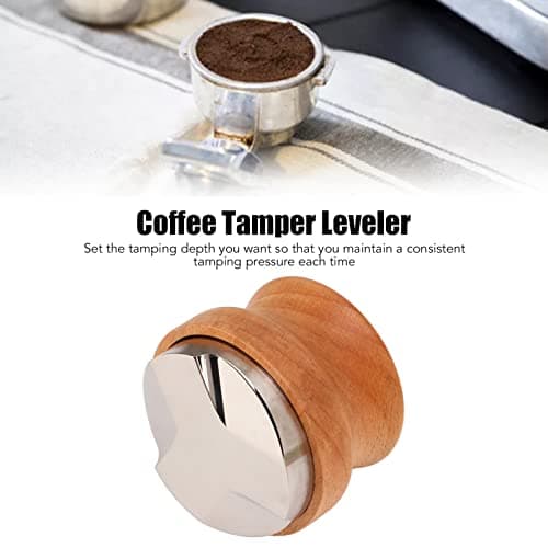 53mm Stainless Steel Tamping Tool for Espresso, Wood Handle, Aluminum Alloy Reinforced