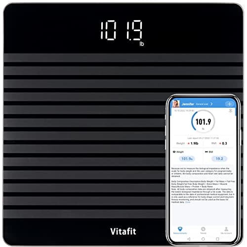 Vitafit Digital Bathroom Scale - High Accuracy, 400lb Capacity, Clear Glass Display