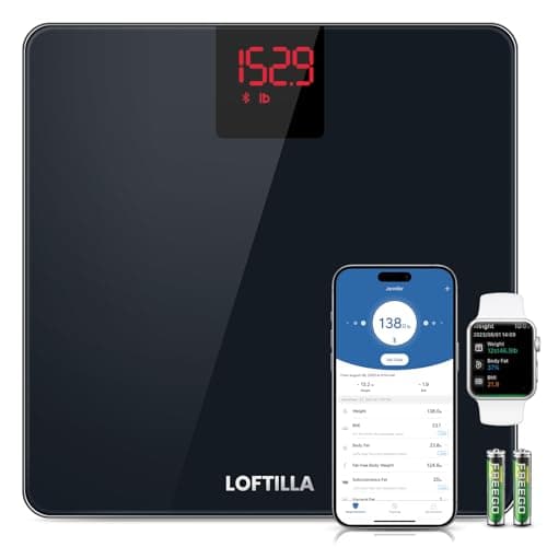 LOFTILLA Smart Body Fat Scale, 14 Analyzers, 400lb Capacity, App Sync, Black