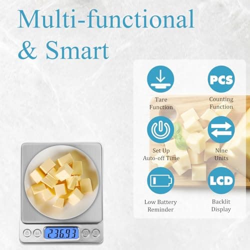 NEXT-SHINE Gram Scale: Digital Portable 500g x 0.01gBack-Lit LCD Stainless Steel for Jewelry Cooking Baking