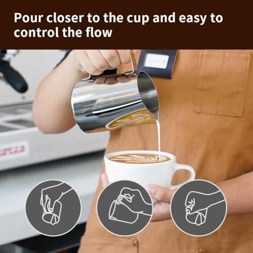 watchget Stainless Steel 15oz Frothing Pitcher for Espresso Machines Silver