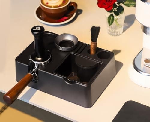 MEION 10-in-1 Espresso Organizer Tamping Station with Detachable Knock Box