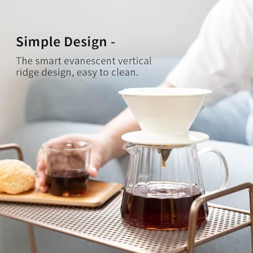 Heat Resistant Borosilicate Glass Carafe, 500ml Pour Over Coffee Server