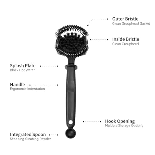 Espresso Coffee Machine Cleaning Brush 360° Nylon Bristles V2 58mm