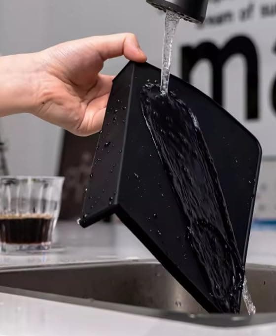 Food Safe Black Silicone Countertop Tamping Mat for Kitchen, Cafeteria, and More