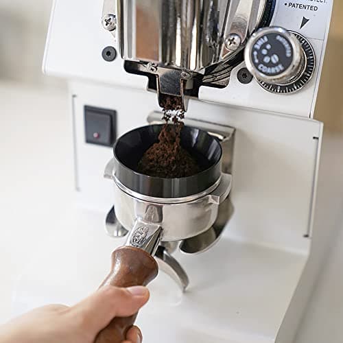 53mm Espresso Dosing Funnel, Magnetic Stainless Steel Ring, Compatible Black