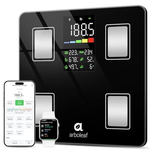 Arboleaf Smart Scale with BMI, Body Fat, Muscle Mass, Large LED Display, 500lbs