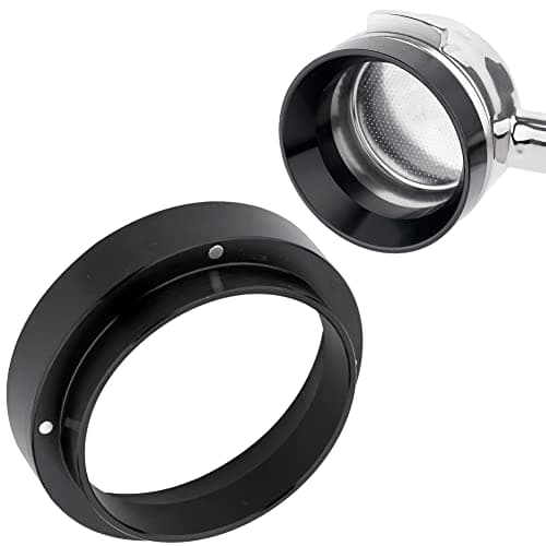 53mm Espresso Dosing Funnel, Magnetic Stainless Steel Ring, Compatible Black