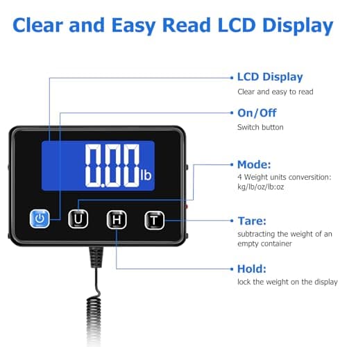 High-Accurate 440 lbs Digital Postal Scale with Hold/Tare, Battery Included, Perfect for Small Business, Packages, Lugga