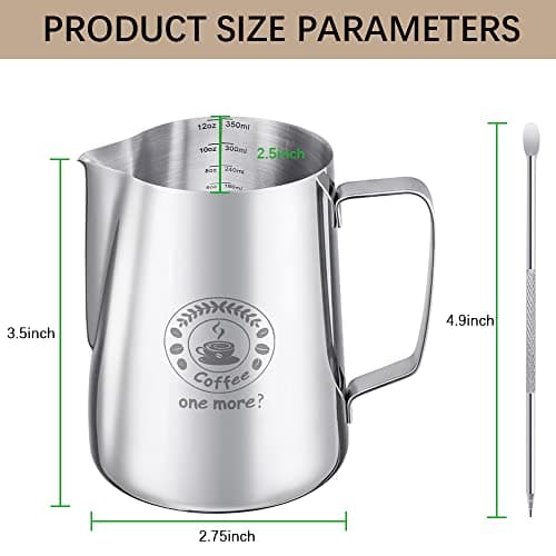 350ml 12oz 304 Stainless Steel Milk Frothing Pitcher with Latte Art Pen