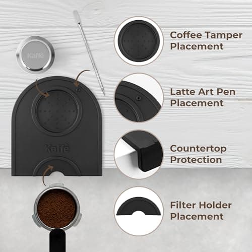 Kaffe 51mm Spring Loaded Tamper and Tamping Mat - Waterproof, Food Safe Silicone, Anti-Slip for Home Barista