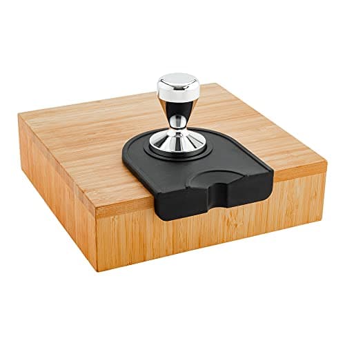 Restaurantware Restpresso Black Silicone Anti-Slip Espresso Tamper Mat with Holder & Portafilter Slot
