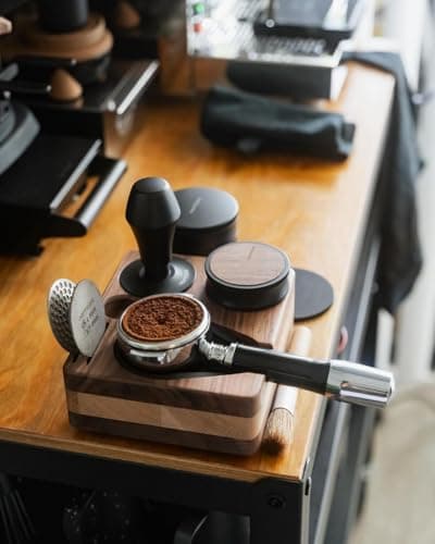 Normcore Natural Walnut Espresso Tamping Mat, 58mm Portafilter Tool Organizer
