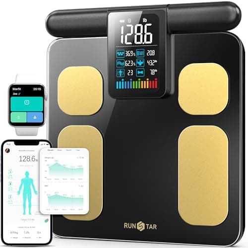 RunSTAR Scale - 8 Electrode Digital Body Fat & Weight Scale with Color Display & Large Font
