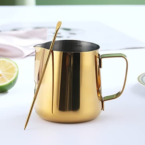 Kyraton Gold 12oz Milk Frothing Pitcher for Espresso Cappuccino Latte Art