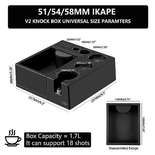 IKAPE Espresso Knock Box Storage Organizer for 51, 54, 58MM Espresso Accessories