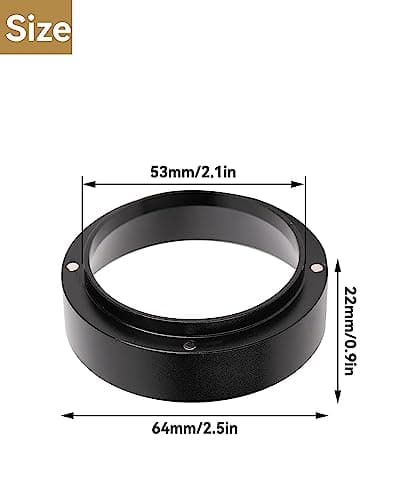 Magnetic Espresso Dosing Ring Funnel, Compatible Aluminum Coffee Maker Accessory, Black (53MM)
