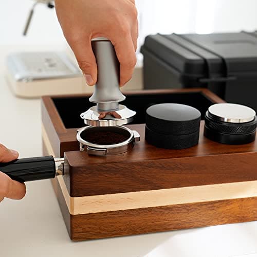 58mm Calibrated Espresso Tamper, Spring Loaded Stainless Steel Base, Silver Barista Accessory