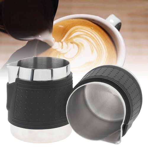 2PC 12 oz Stainless Steel Handleless Milk Pitcher with Round Spout