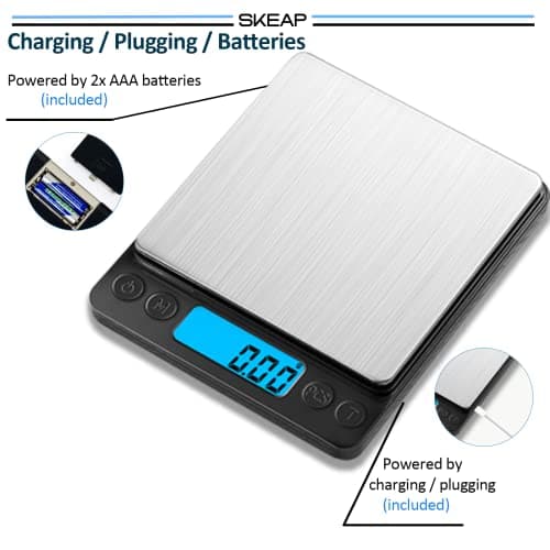 SKEAP Gram Scale, High Accuracy Digital Kitchen, Jewelry Scale with Charging Cable