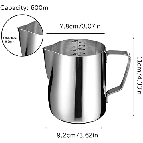 Stainless Steel Milk Frother Pitcher for Cappuccino and Latte Art (20 Ounce)