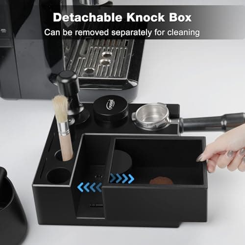 PUSEE 9-in-1 Espresso Knock Box & Tamp Station Accessories