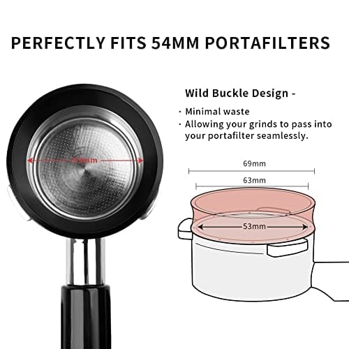 53mm Magnetic Espresso Dosing Funnel, Anodized Aluminum, 9 Magnetized Steels, Breville Portafilter Compatible
