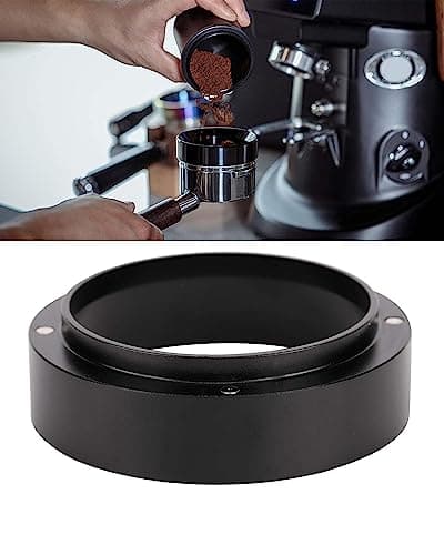 Magnetic Espresso Dosing Ring Funnel, Compatible Aluminum Coffee Maker Accessory, Black (53MM)