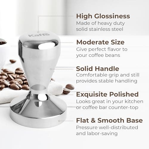Kaffe 51mm Tamper and Waterproof Mat - Stainless Steel, Food Safe Silicon, Anti-Slip Base - Barista Tools