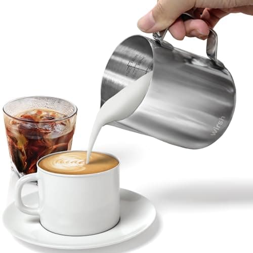 Wiresh 12oz Stainless Steel Milk Frothing Pitcher for Espresso, Latte and Cappuccino