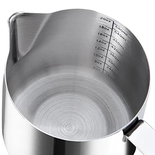 Stainless Steel Milk Frother Pitcher for Cappuccino and Latte Art (20 Ounce)