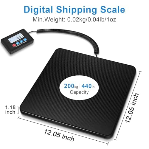 Fuzion Digital Shipping Scale - 440lbs, 10g Accuracy, Hold/Tare, LCD Display
