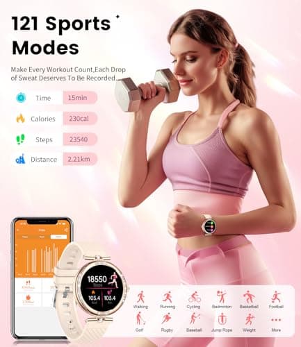 LIGE Women's Diamond Smartwatch with AMOLED Display & Fitness Tracking